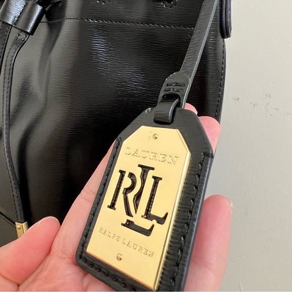 Ralph Lauren Leather Drawstring bucket bag, black - Picture 5 of 8